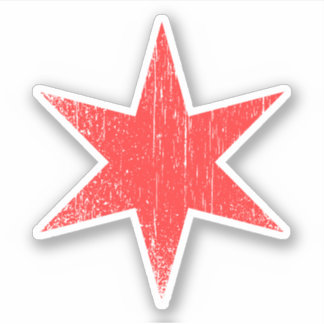 Verweerde versleten Chicago vlag ster sticker