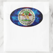 Verweerde vlag van Belize Ovale Sticker (Tas)