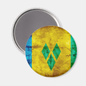 Verweerde vlag van Saint Vincent Magneet (Voorkant / Achterkant)