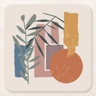 Verweerde vormen en stelen vierkante kartonnen onderzetter