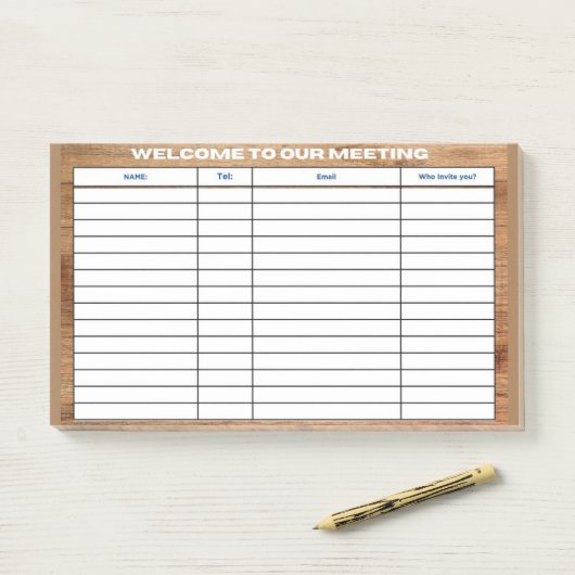 VERWELKOM AAN ONZE VERGADERING POST-IT® NOTES (Op bureau)