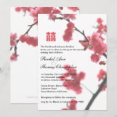 verwelkomend lente Sakura Double Happiness Wedding Kaart (Voorkant / Achterkant)
