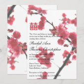 verwelkomend lente Sakura Double Happiness Wedding Kaart (Voorkant / Achterkant)