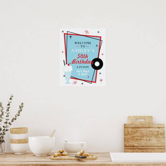 Verwelkomingsbord voor een verjaardagsfeestje in d poster (Keuken)