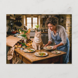 Verwende Kat Gourmetbuffet Briefkaart
