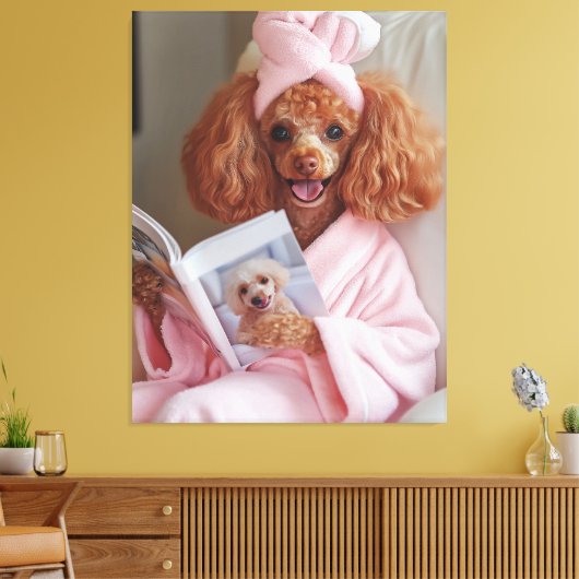 Verwende Poedel Leesdag Canvas Afdruk (Insitu (Woonkamer))