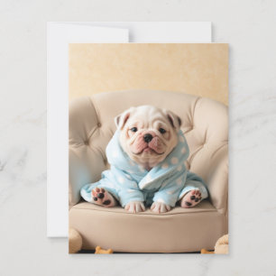 Verwende pup in een badjas - grappige hond briefkaart