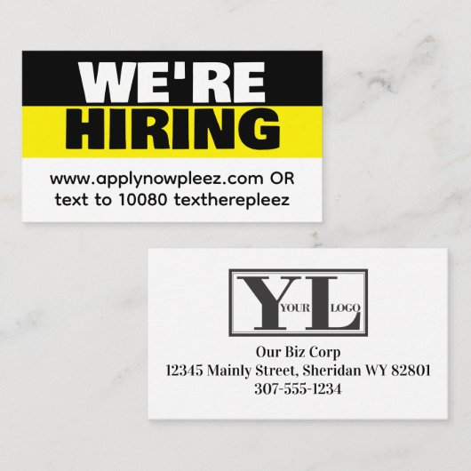 Verwerving van hulp wilde baan visitekaartje (Voorkant / Achterkant)