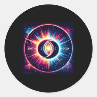 Verweven Maan - Dubbele Zonsverduistering Overleve Ronde Sticker