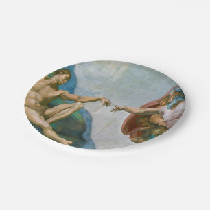 Verwezenlijking van Adam - Michelangelo 1475 - Papieren Bordje