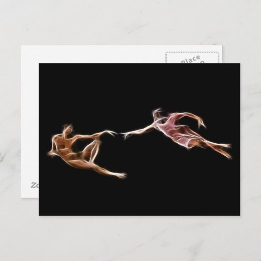 Verwezenlijking van Adam Michelangelo Fractal Briefkaart (Voorkant / Achterkant)