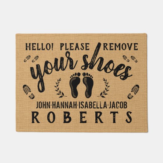 Verwijder uw schoenen in uw eigen park, op maat. deurmat (Voorkant)
