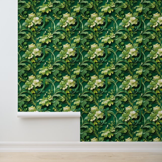 Verwijderbare Groene Bloemen Natuur Geïnspireerd D Behang (Applicatie)