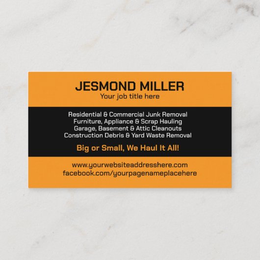 Verwijdering en vervoer van afval visitekaartje (Achterkant)