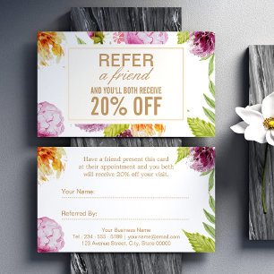 Verwijs een Friend Beauty Salon Floral Referral-Ka Aanbevelingskaartje