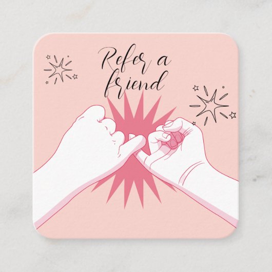 Verwijs een vriend Peach Pastels Hands Illustratie Aanbevelingskaartje (Voorkant)