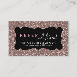 VERWIJS EEN VRIEND Roze Roze Gouden Glitter Klantk Aanbevelingskaartje