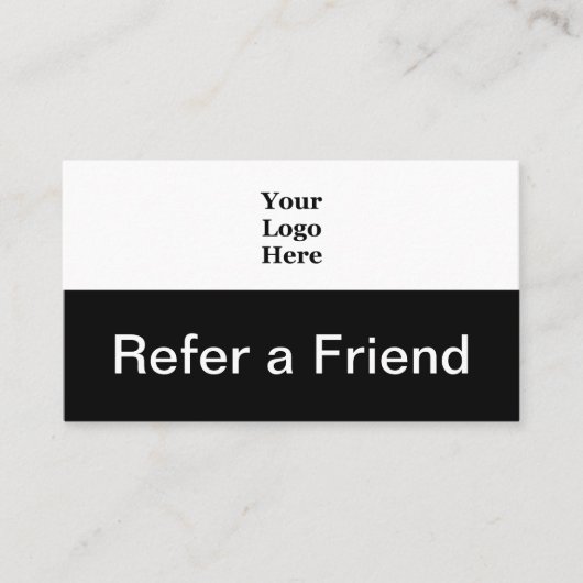 Verwijs hier een Vriend Zwart en Wit Uw Logo Aanbevelingskaartje (Voorkant)