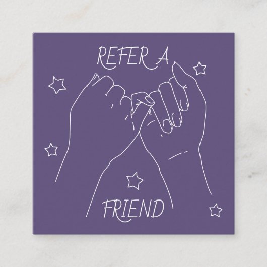 Verwijs naar een vriend donkerkleurige paarse scha aanbevelingskaartje (Voorkant)