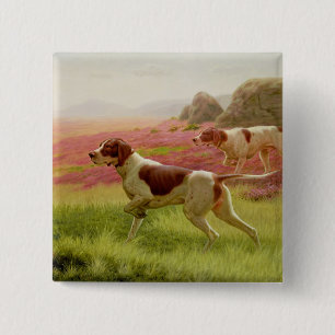 Verwijzers in een landschap, 19e eeuw vierkante button 5,1 cm