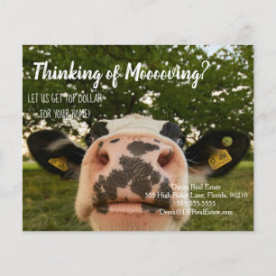 Verwijzing boerderij koe onroerend goed marketing  flyer