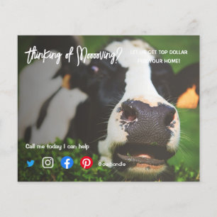 Verwijzing boerderij koe onroerend goed marketing  flyer