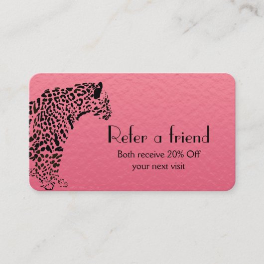 Verwijzing naar Elegant Pink en Black Jaguar Visitekaartje (Voorkant)