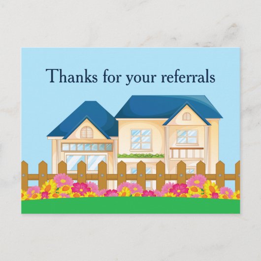 Verwijzing van onroerend goed Bedankt Blue House T Briefkaart (Voorkant)