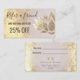 Verwijzingskaart Faux Gold folie Lotus Design Visitekaartje