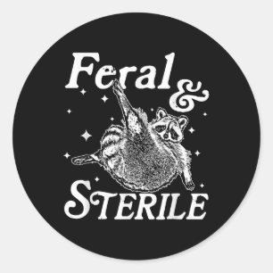 Verwilderd en steriel, grappig wasbeer meme ronde sticker