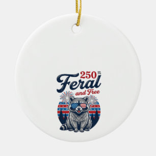 Verwilderde 250 en gratis wasbeer patriottisch vec keramisch ornament