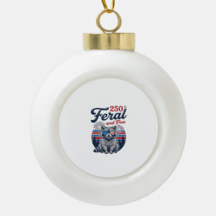 Verwilderde 250 en gratis wasbeer patriottisch vec keramische bal ornament