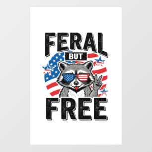 Verwilderde Maar Vrije Patriottische Wasbeer Vinta Raamsticker