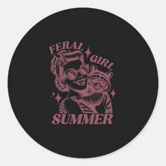 Verwilderde Meisje Zomer Afval Panda Lief Wasbeer Ronde Sticker