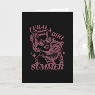 Verwilderde Meisje Zomer Afval Panda Schattig Wasb Kaart