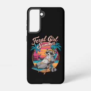 Verwilderde Meisje Zomer Strand Grappige Wasbeer Samsung Galaxy Hoesje