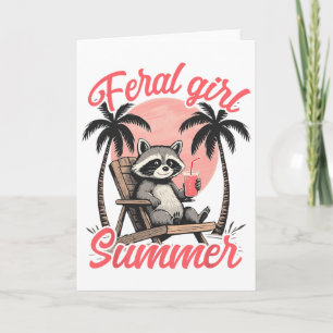 Verwilderde Meisje Zomer Vakantie Strand Wasbeer M Kaart