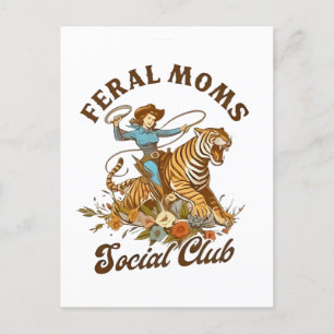 Verwilderde Moeder Sociale Club Grappige Retro Boh Feestdagenkaart