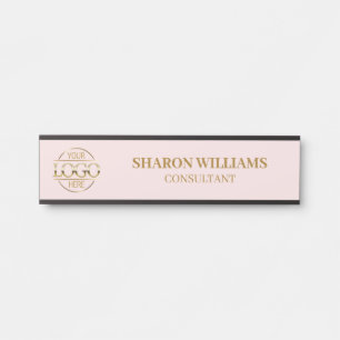 Verwisselbare Blush Pink Custom Business Logo Deurbordje