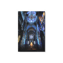 Verwoeste kathedraal glas-in-lood projectie gloed