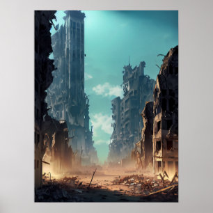 Verwoeste stad poster