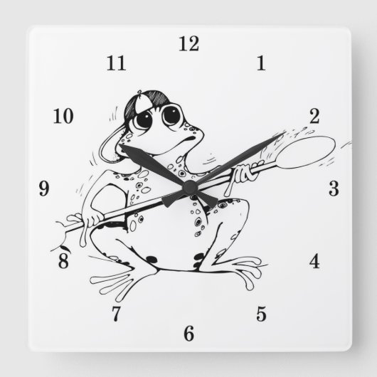 Very Cool Frog Wall Clock Vierkante Klok (Voorkant)