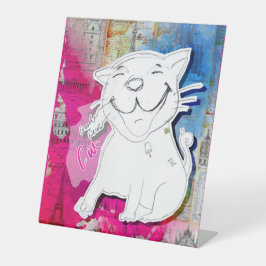 Very Good News Cat Reclamebord Met Voetstuk