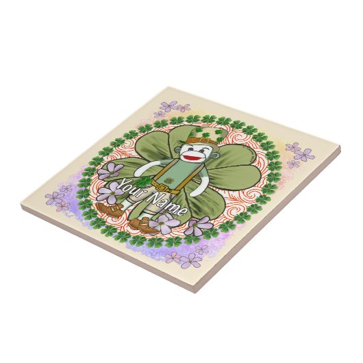 Very Irish Sock Monkey Tegeltje (Zijkant)