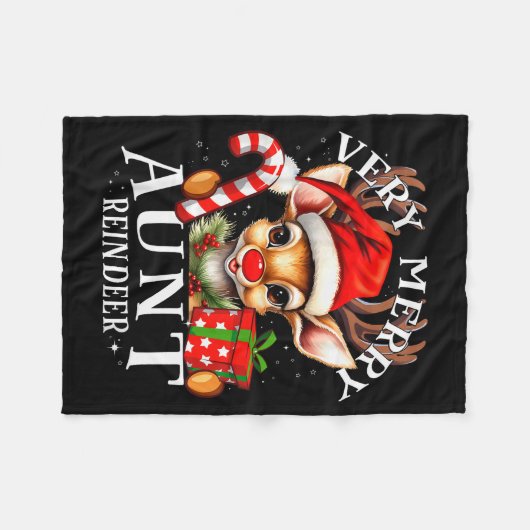 Very Merry Aunt Reindeer Matching Christmas Fleece Deken (Voorkant (Horizontaal))