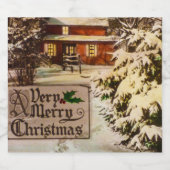 Very Merry Christmas Classic Traditional Winter Sparkling Wijnetiket (Enkel label)