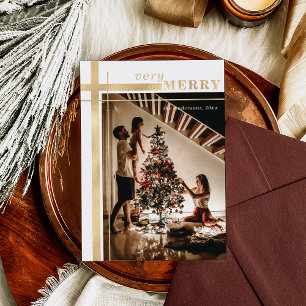 Very Merry Elegant Custom Photo Gold Folie Feestdagenkaart