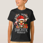 Very Merry Sarcastic Reindeer Matching Christmas  T-shirt (Voorkant)
