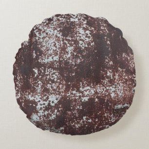 Very old rusted sheet iron. Metaalstructuur Rond Kussen