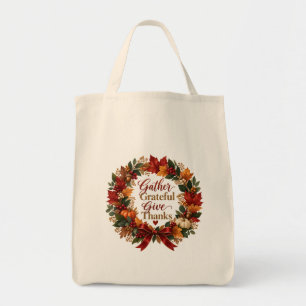 Verzamel Dankbaar Dank Oogst Krans Boodschappentas Tote Bag